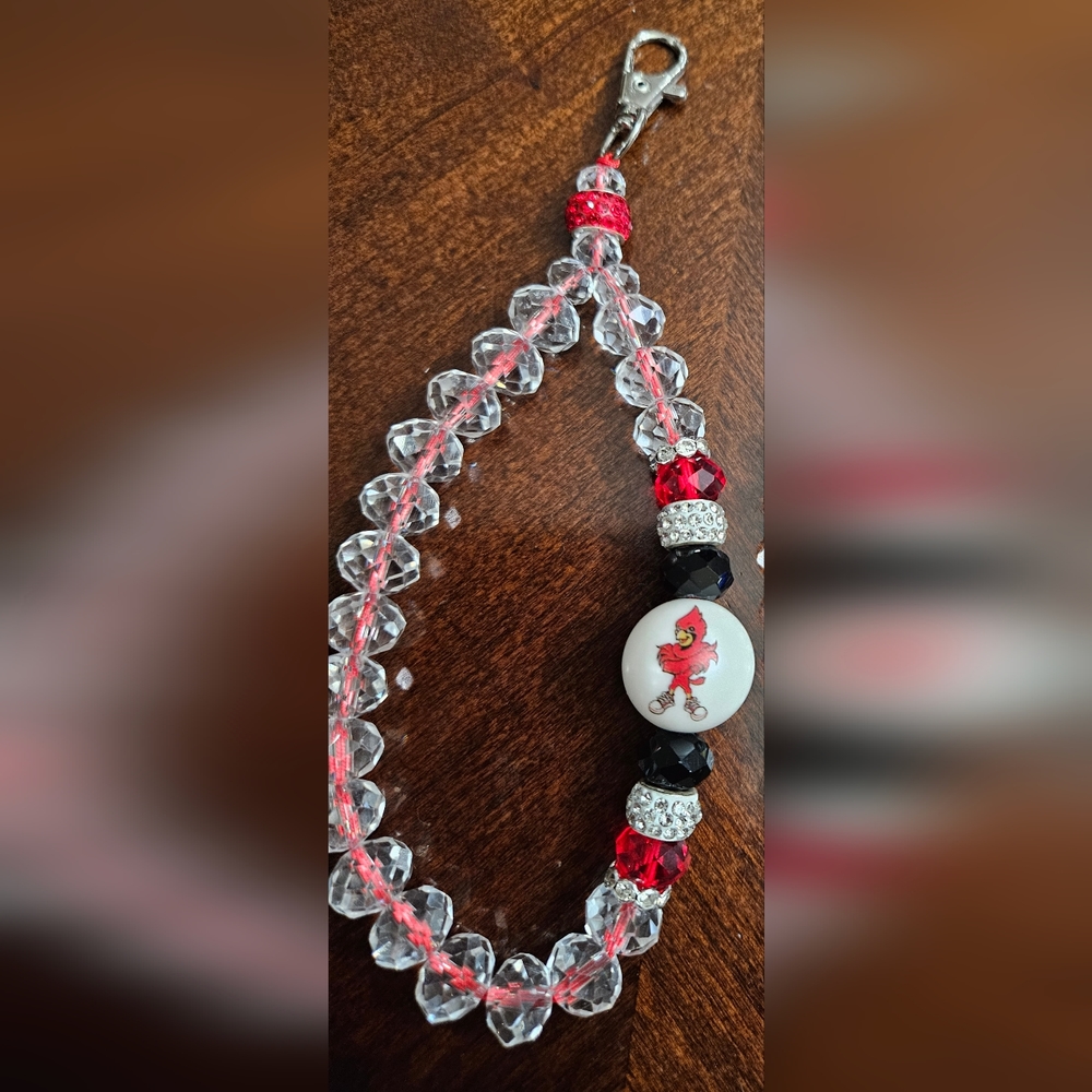 Handmade UofL Glass Beaded Wristlet